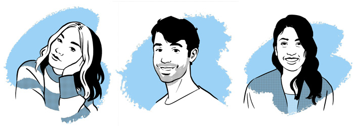 Portrait illustrations by Jori Bolton for Bonobos