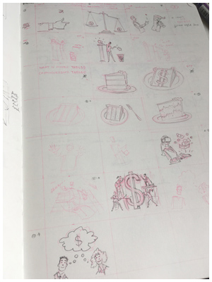 Sketches by Jori Bolton for the Money Deck